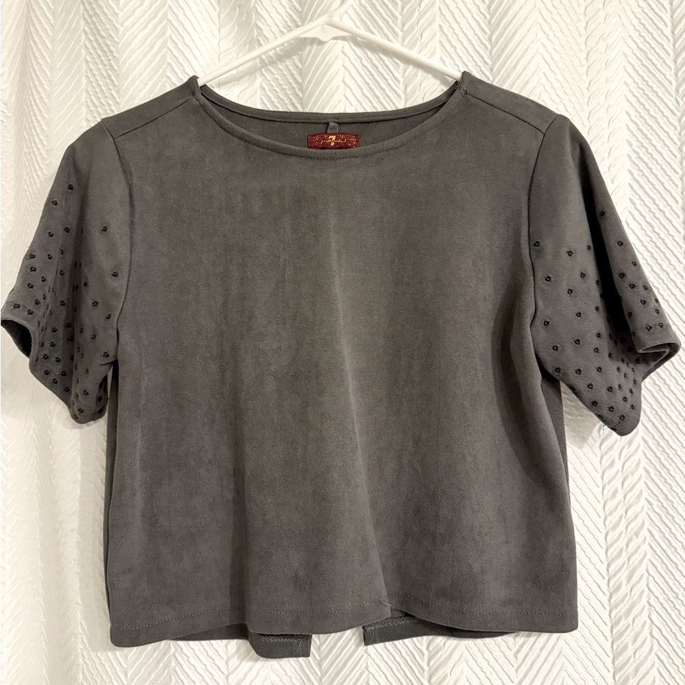 7 For All Mankind Grey Suede Top